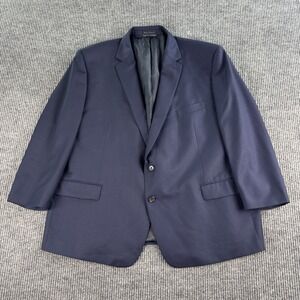 Ralph Lauren Suit Jacket 52 R Blue Wool Solid Designer Premium Black Label LRL *